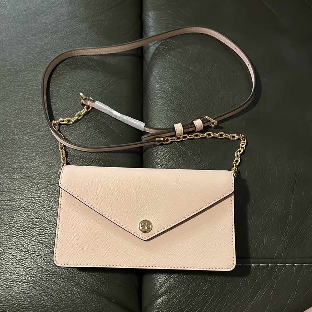 NWT Michael Kors jet set travel small pocket envelope crossbody blush purse